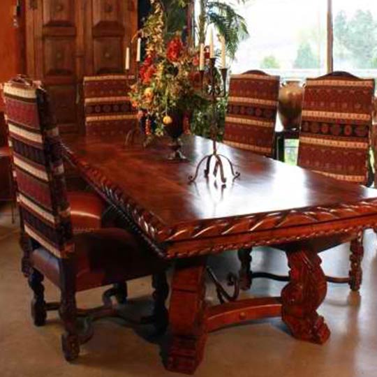 Custom Upolstered Hand Carved Dining Chairs